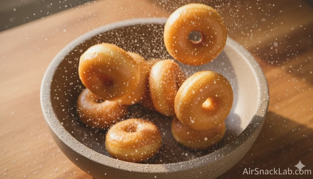 Air-fried donut holes coated in cinnamon sugar.