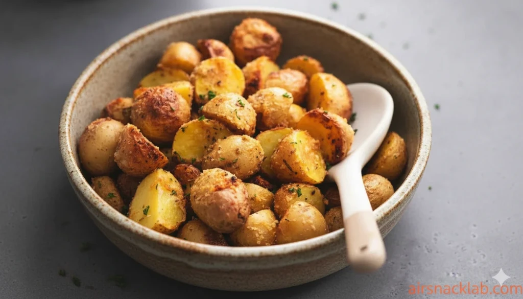 Extra Crispy air fried potatoes served in a bowl 