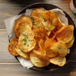 Golden and crispy air fried potato chips